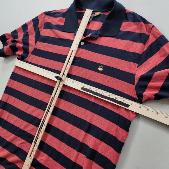 Brooks Brother Performance Knit Polo Shirt Mens XL Red Blue Stripe Sheep Logo - Picture 8 of 9